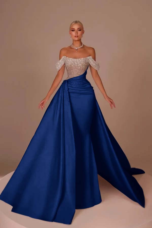Off the Shoulder Strapless Mermaid Long Prom Dress With Sequins BMBRIDE