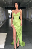 Light Green Sweetheart Mermaid Evening Dress with Split BM bride