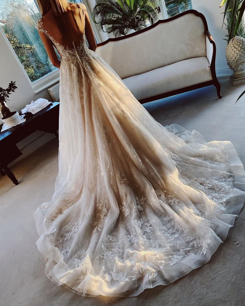 Short A-line Jewel Wedding Dress With Lace BM bride