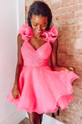 Nerissa |A Line Organza V Neck Homecoming Dress BM bride