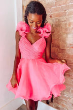 Nerissa |A Line Organza V Neck Homecoming Dress BM bride