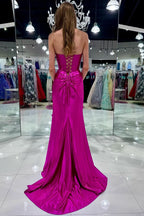 Stunning Red Strapless Twist-Front Mermaid Long Dress with Slit BM bride