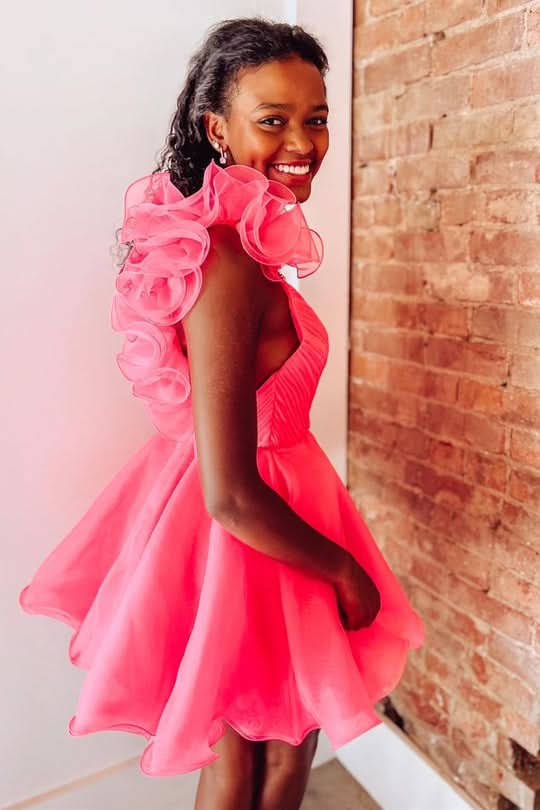 Nerissa |A Line Organza V Neck Homecoming Dress BM bride