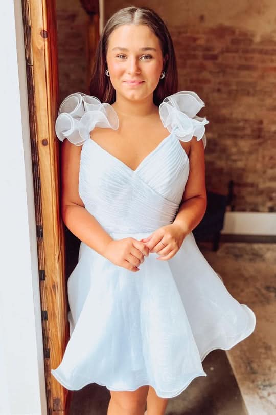 Nerissa |A Line Organza V Neck Homecoming Dress BM bride