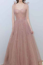 Shining Sleeveless Pink Long Prom Dress Sweetheart With Sequins