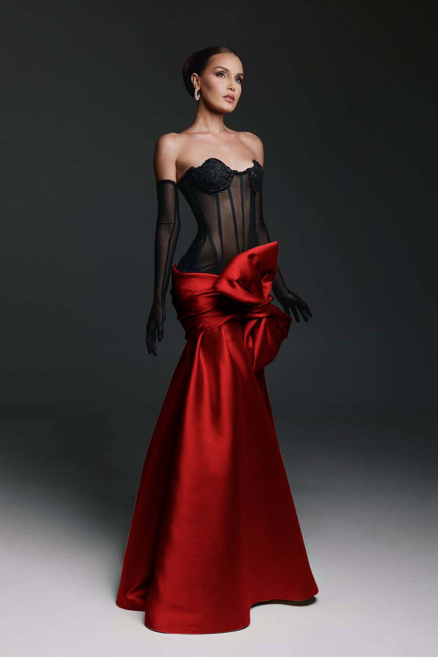 Strapless Sweetheart Sleeveless Long Mermaid Prom Dress With Gloves BMBRIDE