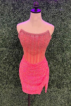 Romantic A-Line Blush Deep V-Neck Tulle Homecoming Dress BM bride
