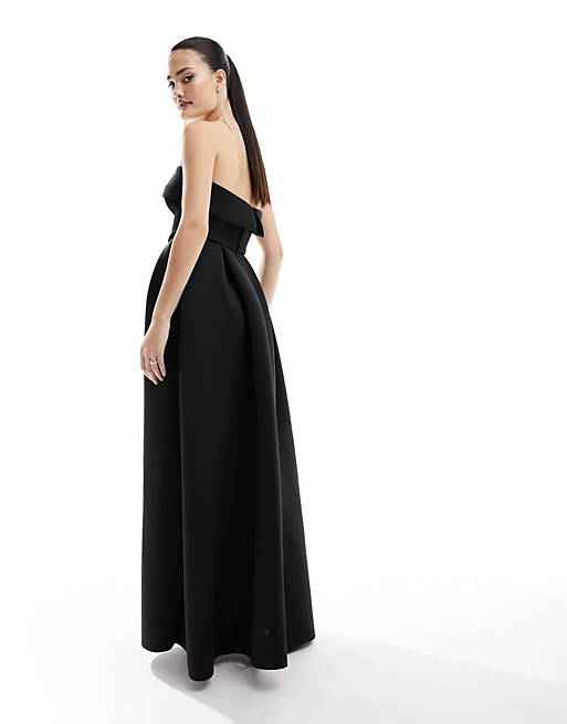 Stunning Strapless Sleeveless Black Long Prom Dress With Split