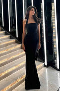 Black Halter Sleeveless Mermaid Long Prom Dress With Pleated