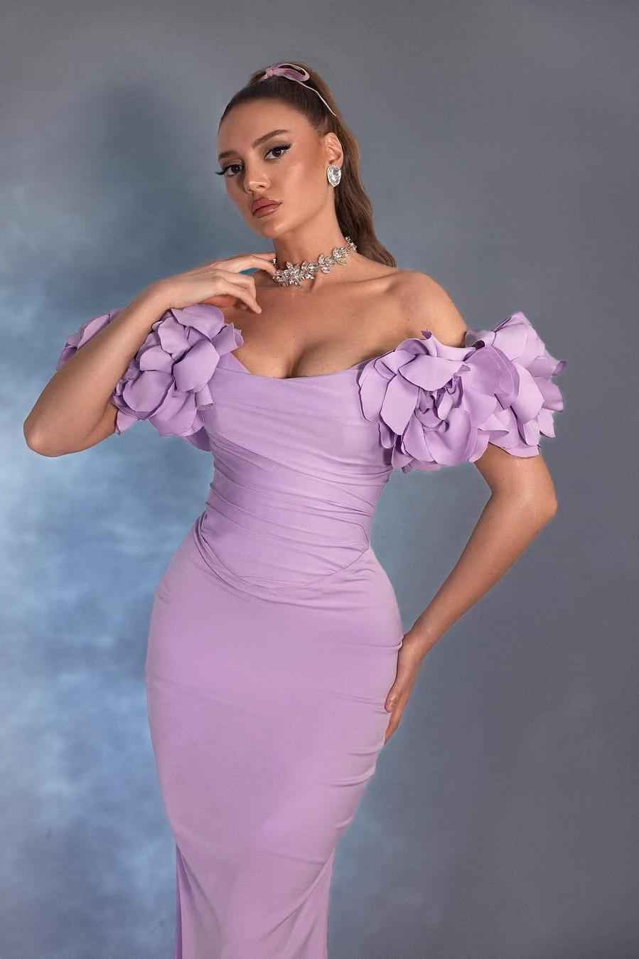Off the Shoulder Sleeveless Long Mermaid Prom Dress With Pleated