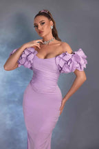 Off the Shoulder Sleeveless Long Mermaid Prom Dress With Pleated