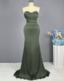Red Sweetheart Sleeveless Sequined Mermaid Prom Dress BM bride