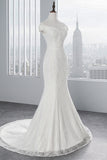 Off-the-Shoulder Long Mermaid Wedding Dress with Lace BM bride
