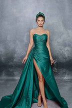 Royal Blue Sweetheart Sleeveless Long Prom Dress With Ruffles