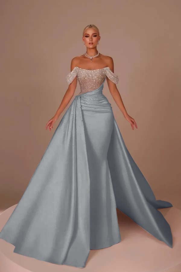 Off the Shoulder Strapless Mermaid Long Prom Dress With Sequins BMBRIDE