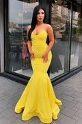 Yellow Sweetheart Mermaid Prom Dress Long BM bride