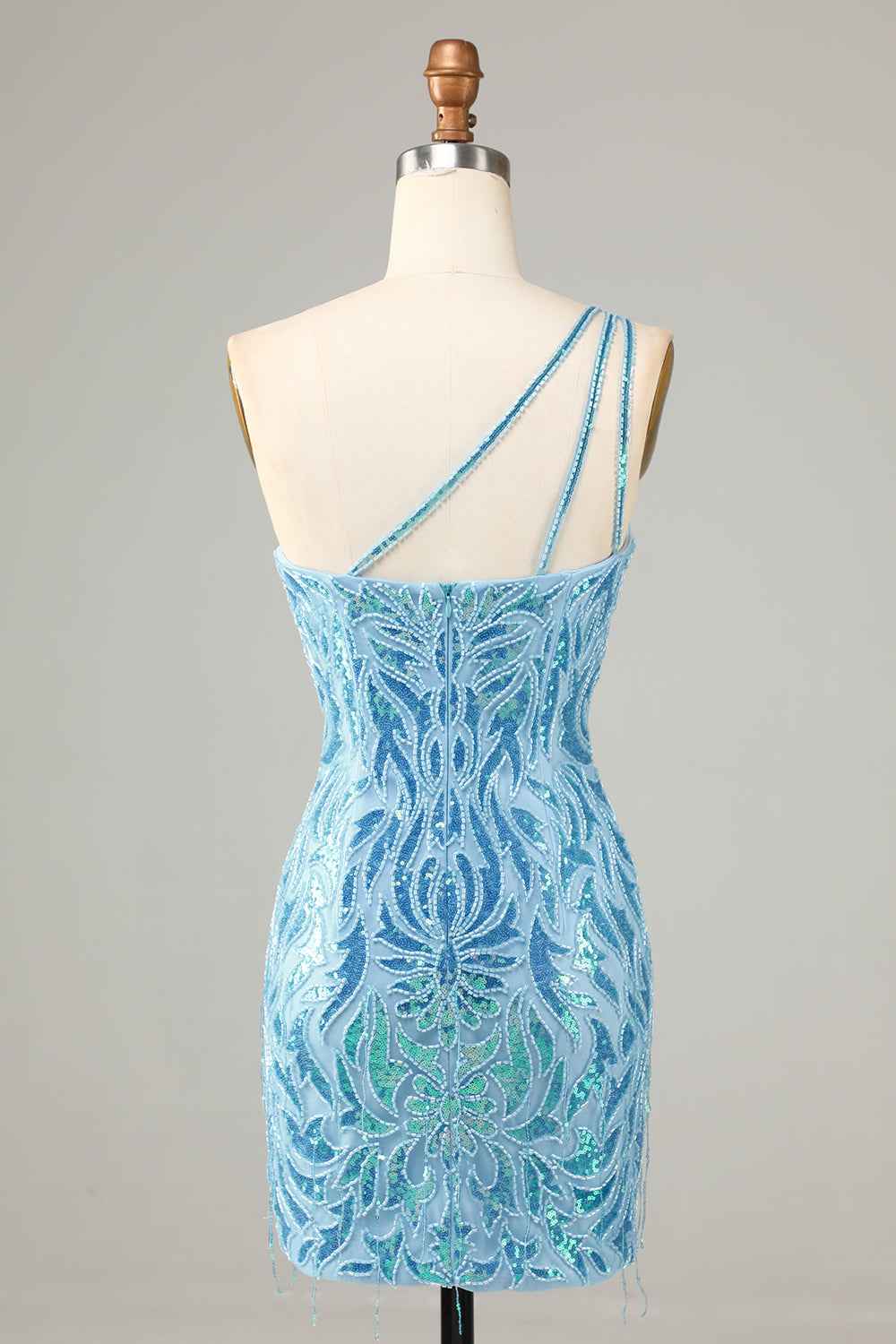 Sparkly Blue Beaded Fringed Tight Short Homecoming Dress Bmbride
