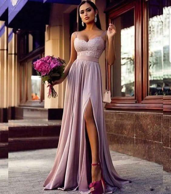 Pink Lace Spaghetti-Straps Prom Dress BM bride