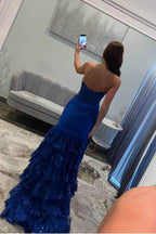 Sleeveless Strapless Long Split Prom Dress With Sequins Pleated