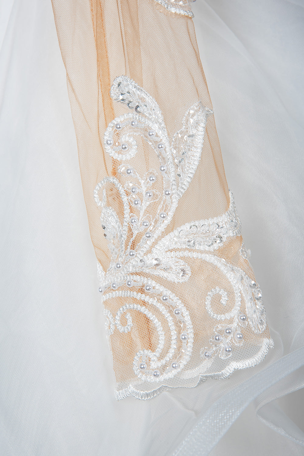 A-Line V-neck Hi-Lo Wedding Dress Open Back Ruffles Tulle With Appliques Lace BM bride