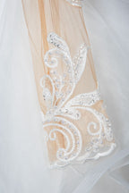 A-Line V-neck Hi-Lo Wedding Dress Open Back Ruffles Tulle With Appliques Lace BM bride