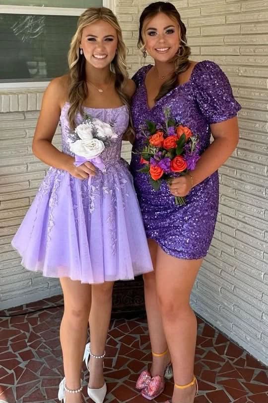Shimmering Blue Sequin Tight Spaghetti Straps Homecoming Dress with Flounce Hem BM bride