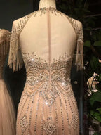 Luxurious Crystal Beaded Prom Dress, Short Sleeves, Sweetheart BM bride