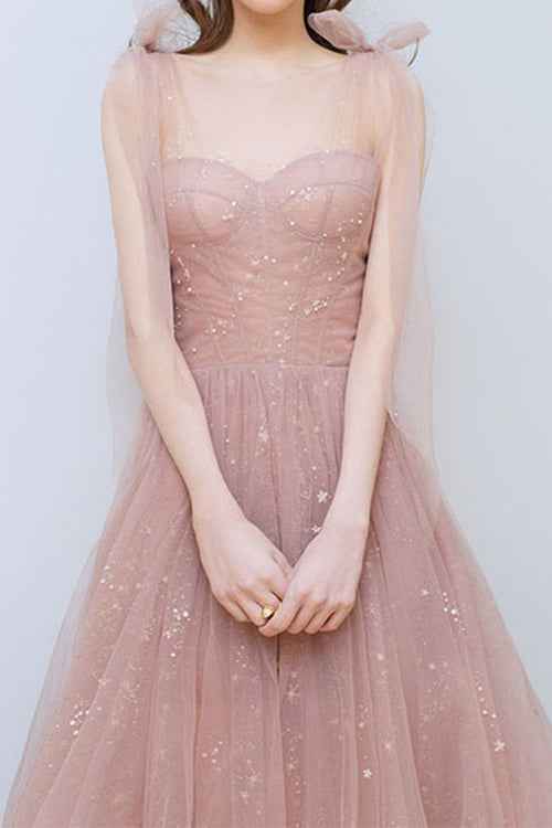 Shining Sleeveless Pink Long Prom Dress Sweetheart With Sequins