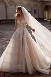 Glamorous Sweetheart Tulle Princess Wedding Dress with Lace Appliques BM bride