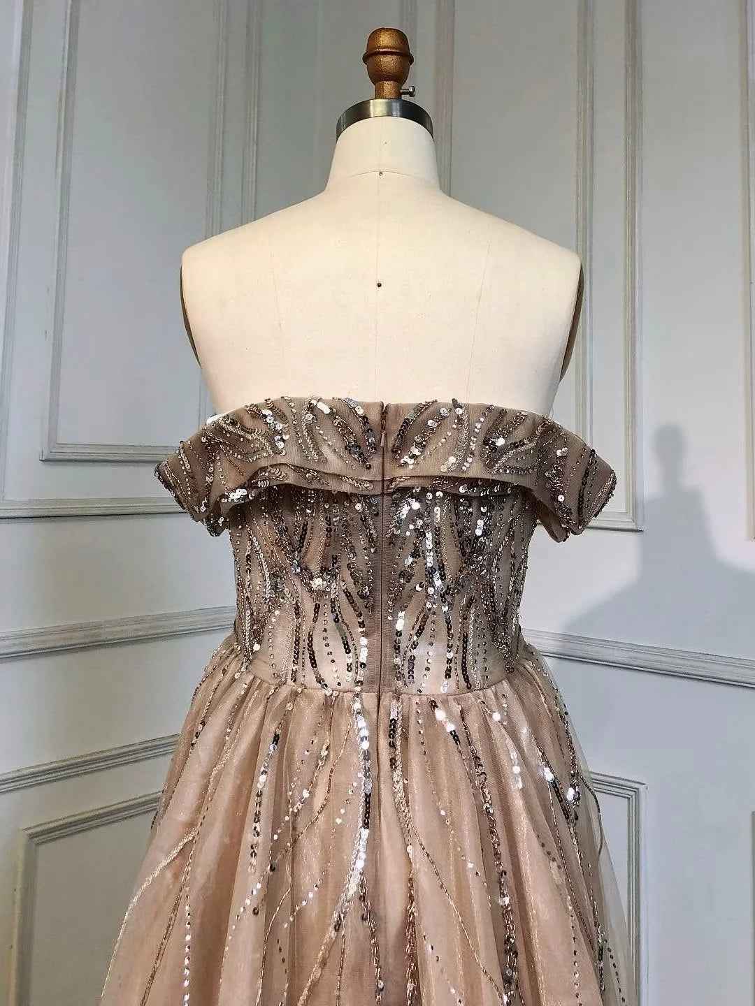 Graceful Bead Embroidery Off the Shoulder Strapless Green Long Prom Dress