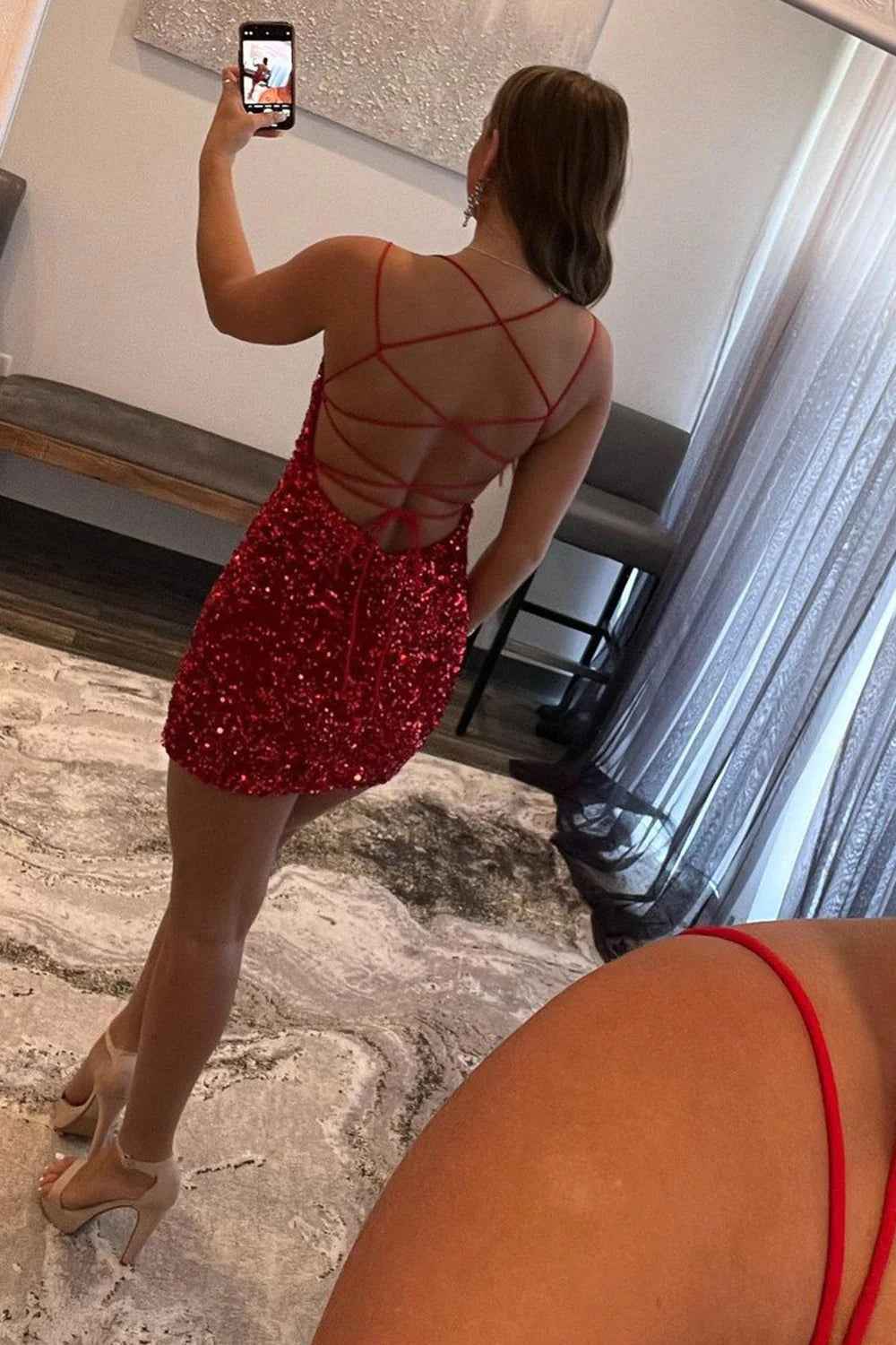 Royal Blue Tight Sequins Backless Homecoming Dress Bmbride