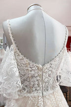 Long Sleeve A-Line Sweetheart Wedding Dress with Tulle Lace Appliques BM bride