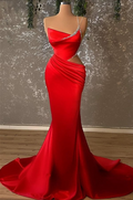 One Shoulder Sleeveless Mermaid Prom Dress With Beading Pleated