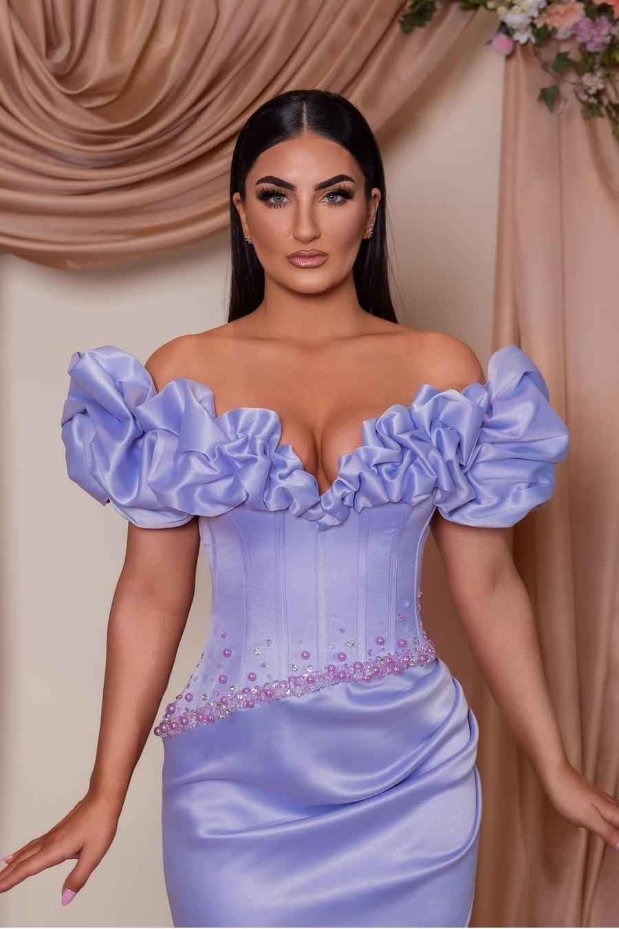Off the Shoulder Sleeveless Long Split Prom Dress With Beading