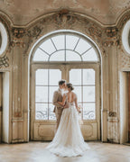 Boho Long A-line Tulle Wedding Dress With Lace Appliques BM bride
