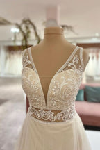 Sweetheart A-Line Floor-Length Tulle Wedding Dress with Lace Appliques BM bride