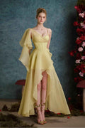 Spaghetti Strap Sleeveless Long Split Prom Dress With Pleated