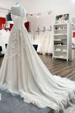 Sleeveless Off-the-Shoulder Long A-Line Wedding Dress with Tulle Lace Appliques BM bride