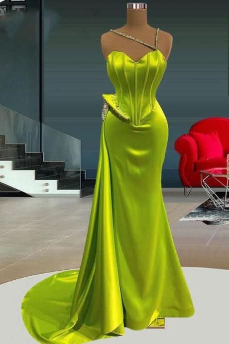 Sweetheart Mermaid Prom Dress Long with Beads and Ruffles BM bride
