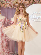 Enchanting A-Line Tulle Homecoming Dress Adorned with 3D Flowers BM bride