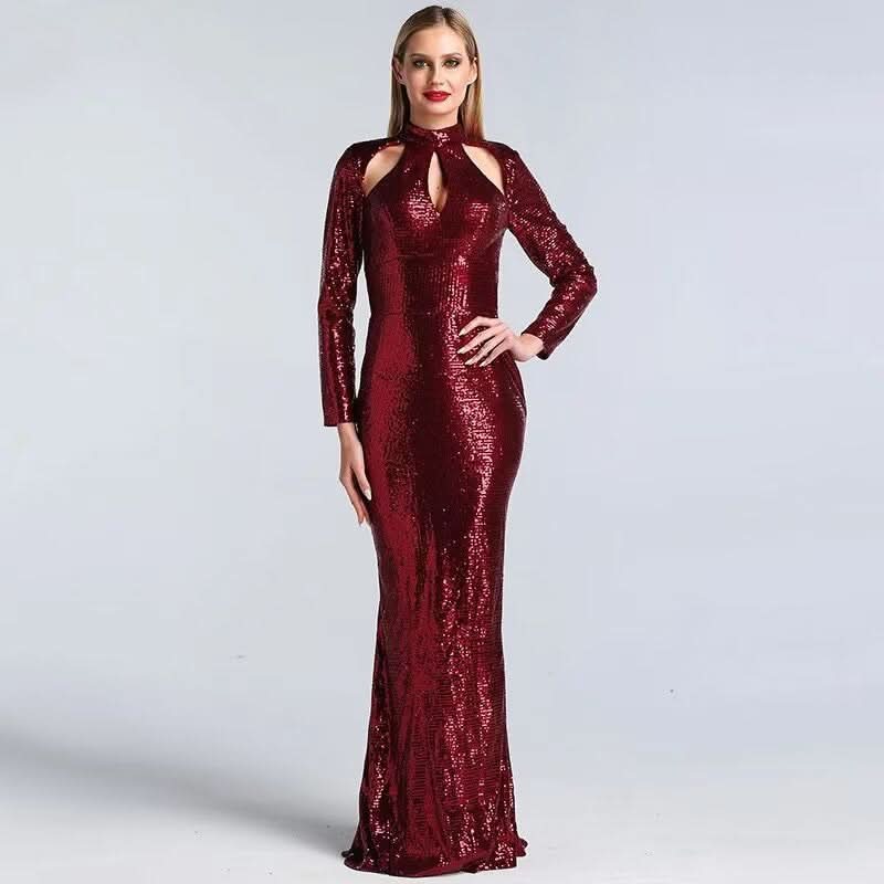 Black Green Long Sleeve Sexy Mermaid Prom Dress BM bride