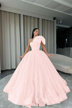 Orange One-Shoulder Ball Gown Evening Dress with Sequins BM bride