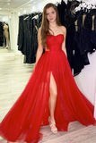 Sweetheart Red Evening Dress with Split BM bride