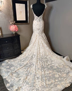 Sleeveless Sweetheart Backless Mermaid Wedding Dress with Lace BM bride