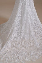 Long Mermaid Sweetheart Lace Wedding Dress with Detachable Sleeves BM bride