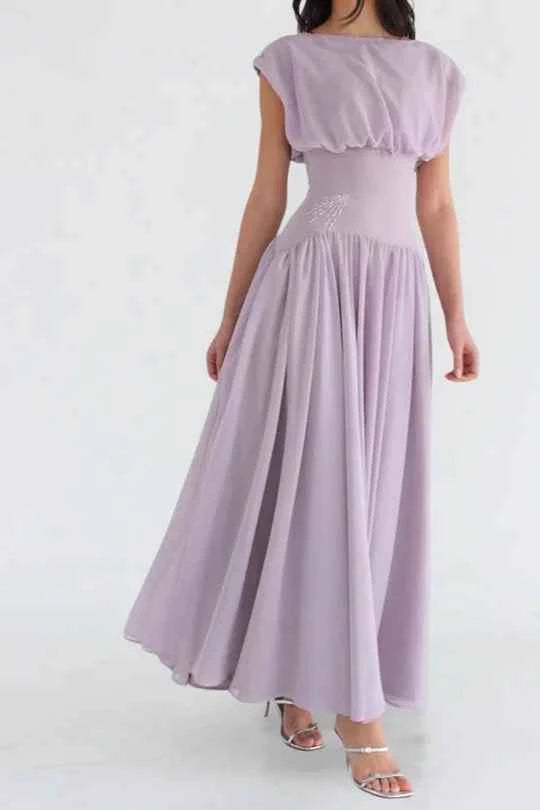 Jewel Neck Sleeveless High Waist Long Prom Dress With Appliques
