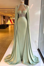 Elegant Halter Green Beaded A-Line Mermaid Prom Dress BM bride