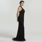 Black Sequin Tulle Mermaid Prom Dress with Sleeveless Design BM bride