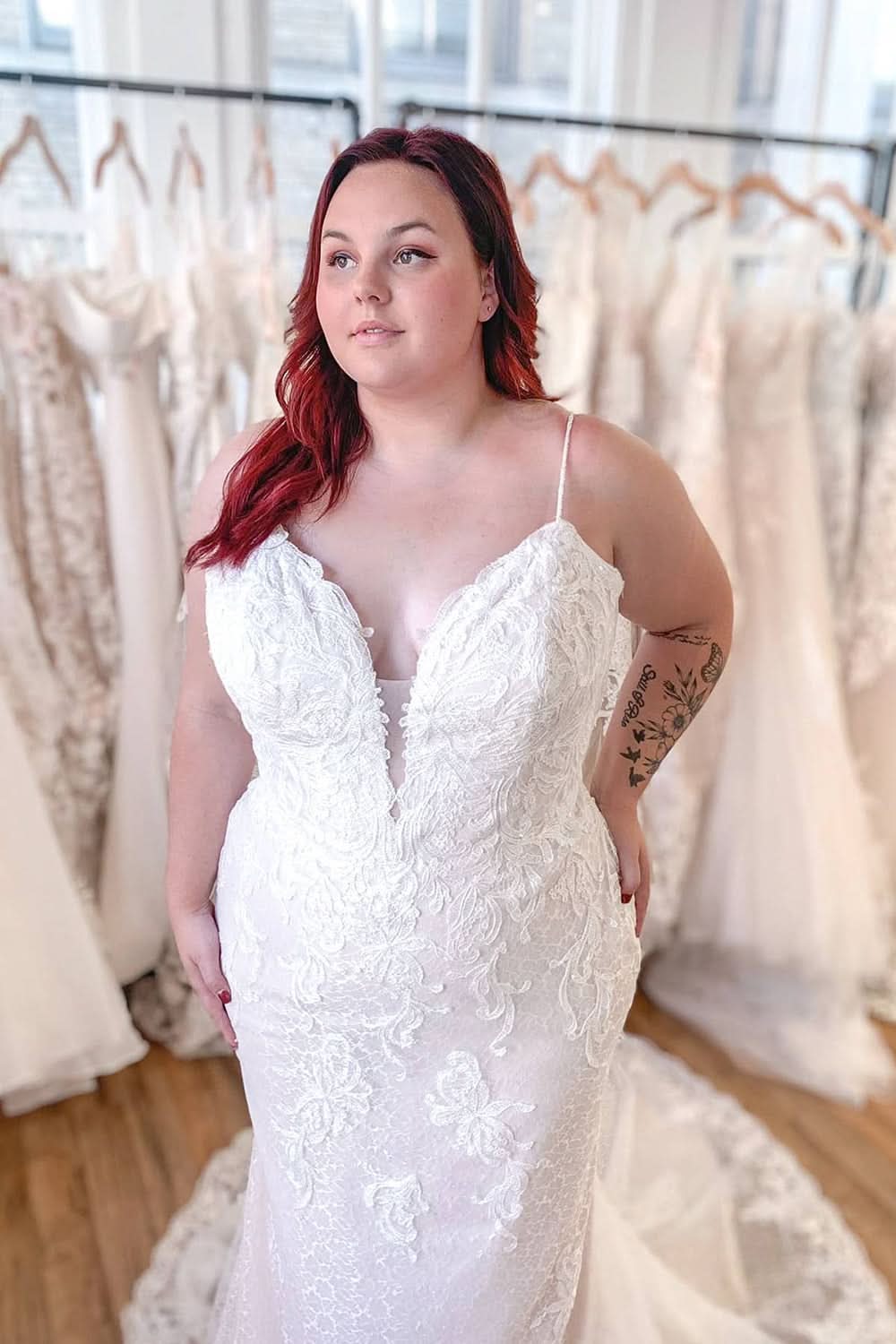 Spaghetti-Straps Backless Mermaid Wedding Dress Floor-length With Appliques Lace BM bride