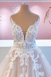 Sweetheart Backless A-Line Wedding Dress with Ruffles, Lace Appliques, and Tulle BM bride